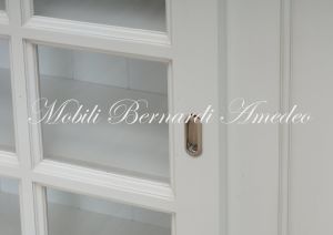 Credenza da soggiorno in legno con 3 ante scorrevoli a vetro finitura bianco