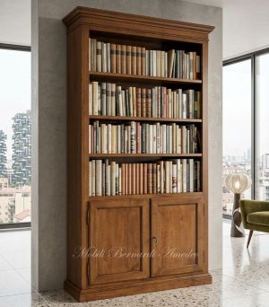 Libreria classica in noce con 2 porte e ripiani spostabili