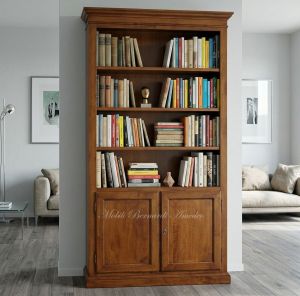 Libreria classica in noce con 2 porte e ripiani spostabili