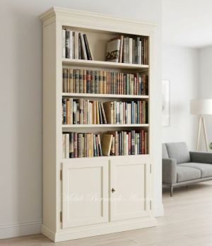Libreria classica con 2 ante finitura laccata bianco crema