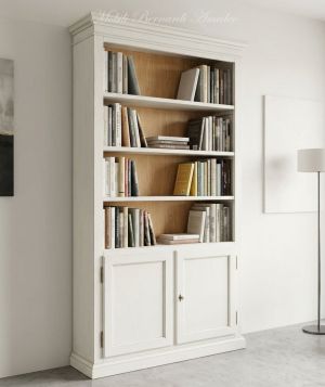 Libreria classica con 2 ante finitura laccato bianco e rovere chiaro