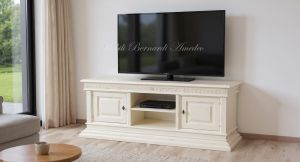 Classic style wooden TV cabinet inserted in a modern environment - graphic processing