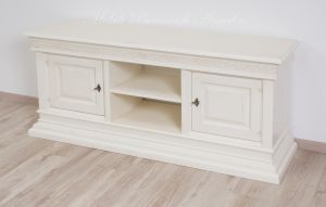 Living room TV cabinet made of solid wood with antique white finish