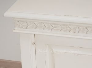 Living room TV cabinet made of solid wood with antique white finish