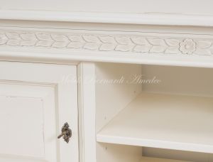 Living room TV cabinet made of solid wood with antique white finish