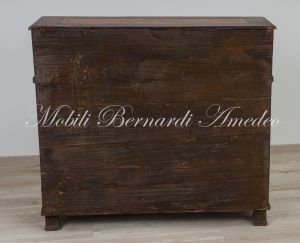 Bureau a rullo antico in legno laccato colorato con decori tipo tirolese