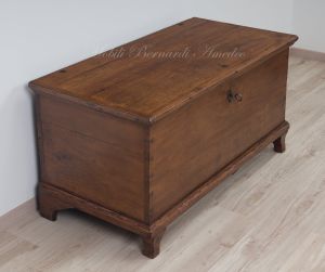 Restored antique chest made of solid cherry wood with original lock
