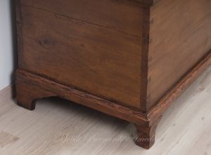 Restored antique chest made of solid cherry wood with original lock