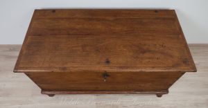Restored antique chest made of solid cherry wood with original lock