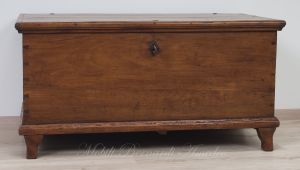 Restored antique chest made of solid cherry wood with original lock