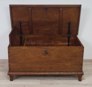 Restored antique chest made of solid cherry wood with original lock