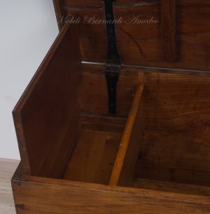 Restored antique chest made of solid cherry wood with original lock