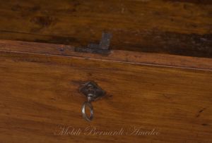 Restored antique chest made of solid cherry wood with original lock