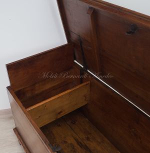 Restored antique chest made of solid cherry wood with original lock