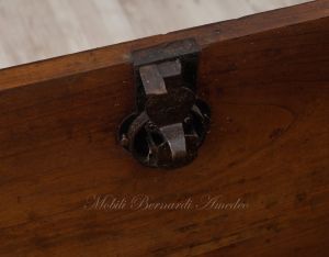 Restored antique chest made of solid cherry wood with original lock