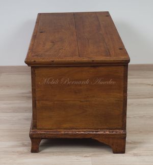 Restored antique chest made of solid cherry wood with original lock