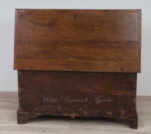 Restored antique chest made of solid cherry wood with original lock
