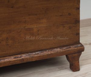 Restored antique chest made of solid cherry wood with original lock