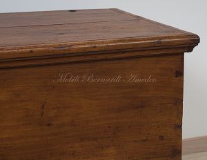 Restored antique chest made of solid cherry wood with original lock