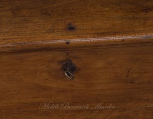 Restored antique chest made of solid cherry wood with original lock