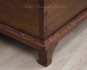 Restored antique chest made of solid cherry wood with original lock