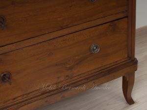 Restored antique chest of drawers in walnut wood with 3 lockable drawers