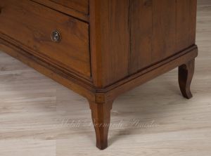 Restored antique chest of drawers in walnut wood with 3 lockable drawers