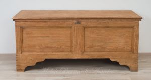 Original antique chest in solid fir, light colored wax finish