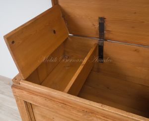 Original antique chest in solid fir, light colored wax finish