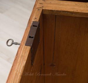 Original antique chest in solid fir, light colored wax finish