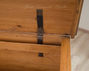 Original antique chest in solid fir, light colored wax finish