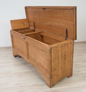 Original antique chest in solid fir, light colored wax finish