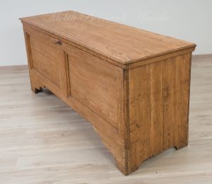 Original antique chest in solid fir, light colored wax finish