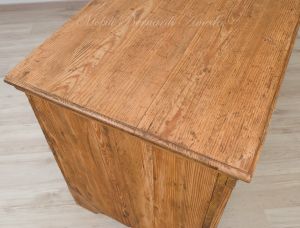 Original antique chest in solid fir, light colored wax finish