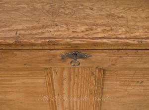 Original antique chest in solid fir, light colored wax finish