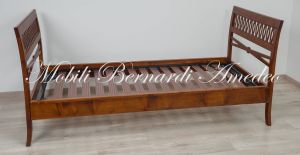 Letto singolo in legno stile classico completo di rete e materasso prezzo scontato