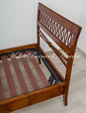 Letto singolo in legno stile classico completo di rete e materasso prezzo scontato