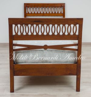 Letto singolo in legno stile classico completo di rete e materasso prezzo scontato