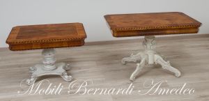 Handcrafted wooden coffee tables with inlaid walnut top