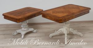 Handcrafted wooden coffee tables with inlaid walnut top