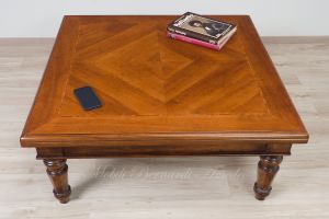 Tavolino quadrato da salotto cm 110x110 stile classico in legno di noce prezzo scontato