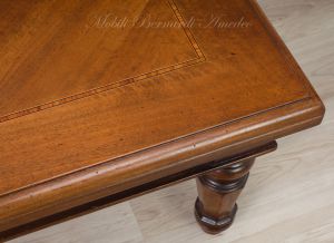 Tavolino quadrato da salotto cm 110x110 stile classico in legno di noce prezzo scontato