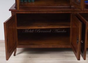 Bookcase built with classic style antique cherry wood with 4 closed doors and 4 glass doors