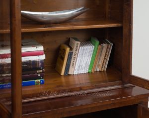 Bookcase built with classic style antique cherry wood with 4 closed doors and 4 glass doors