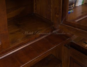Bookcase built with classic style antique cherry wood with 4 closed doors and 4 glass doors