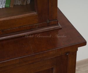 Bookcase built with classic style antique cherry wood with 4 closed doors and 4 glass doors