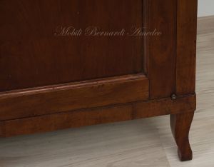 Bookcase built with classic style antique cherry wood with 4 closed doors and 4 glass doors