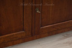 Bookcase built with classic style antique cherry wood with 4 closed doors and 4 glass doors