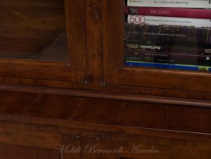 Bookcase built with classic style antique cherry wood with 4 closed doors and 4 glass doors