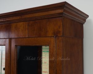 Bookcase built with classic style antique cherry wood with 4 closed doors and 4 glass doors